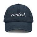 Rooted Embroidered Distressed Hat — Colossians 2:7