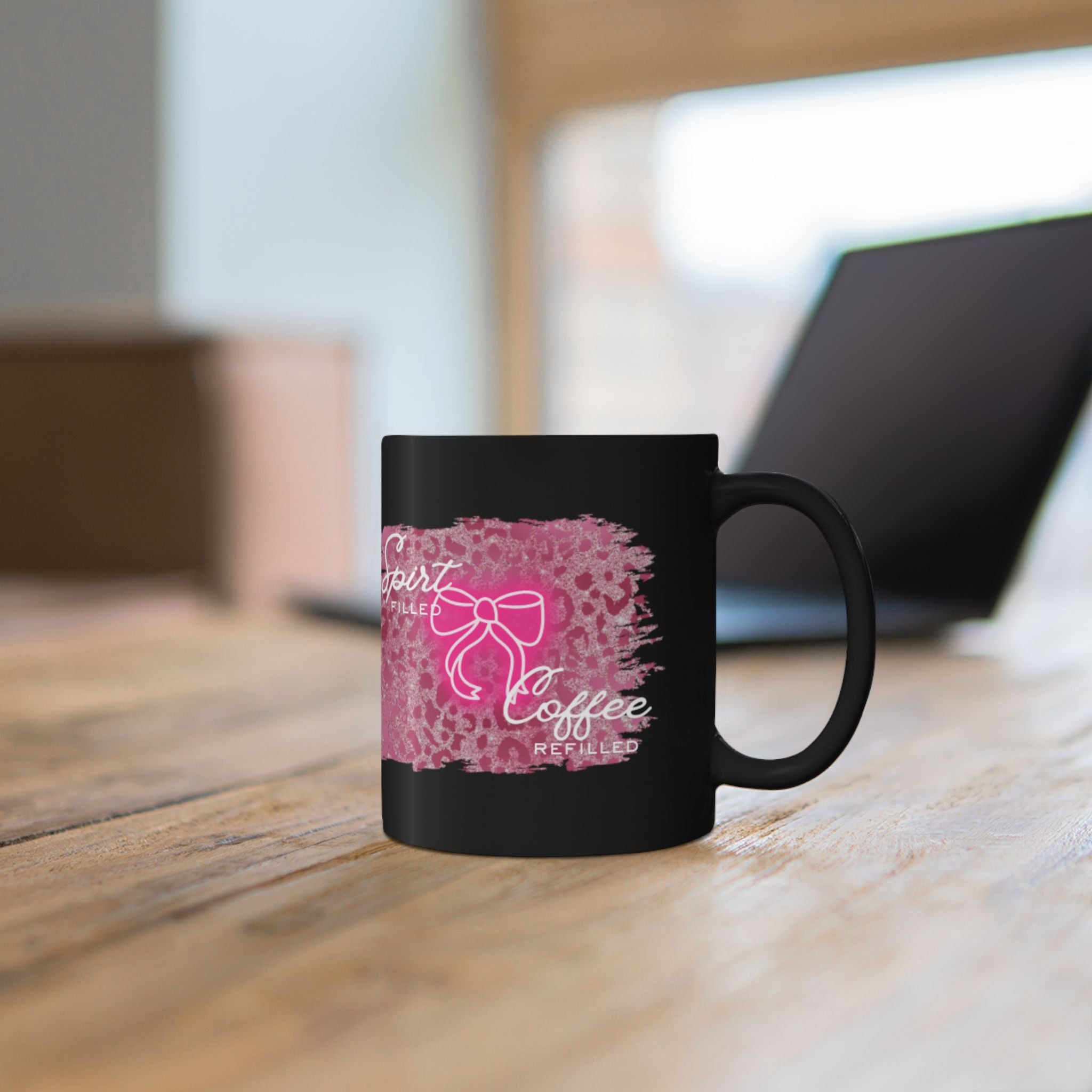 “Spirit Filled, Coffee Refilled” Pink Bow Design (11oz & 15oz)