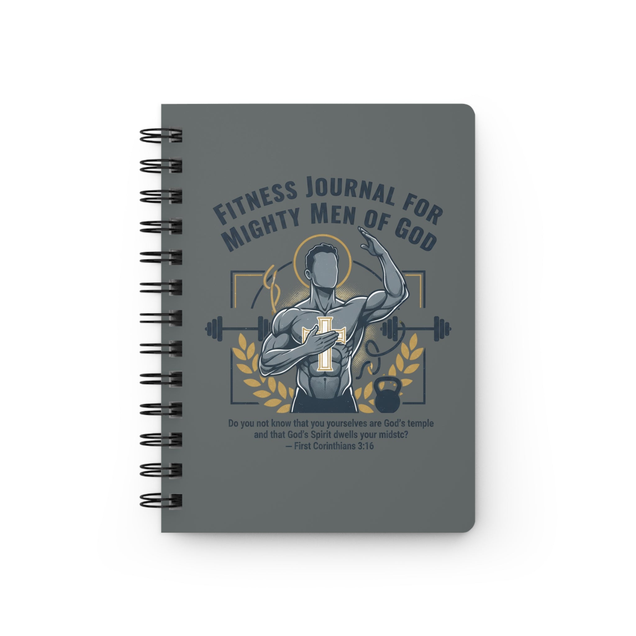 Fitness Journal for Mighty Men of God — Spiral Bound Faith & Workout Notebook