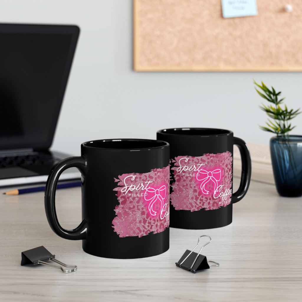 “Spirit Filled, Coffee Refilled” Pink Bow Design (11oz & 15oz)