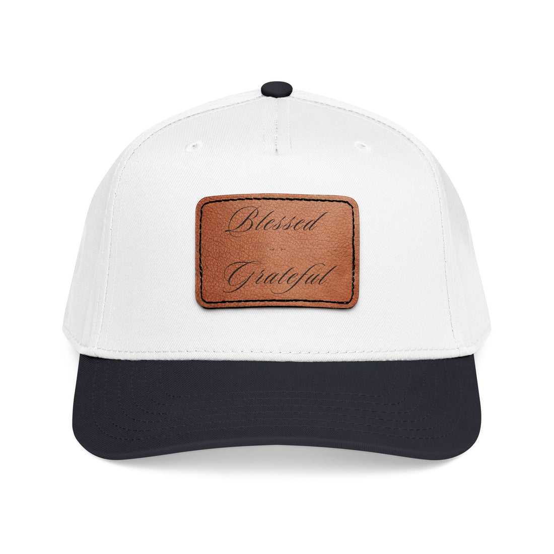 Leather Patch Baseball Cap — "Blessed | Grateful" Design